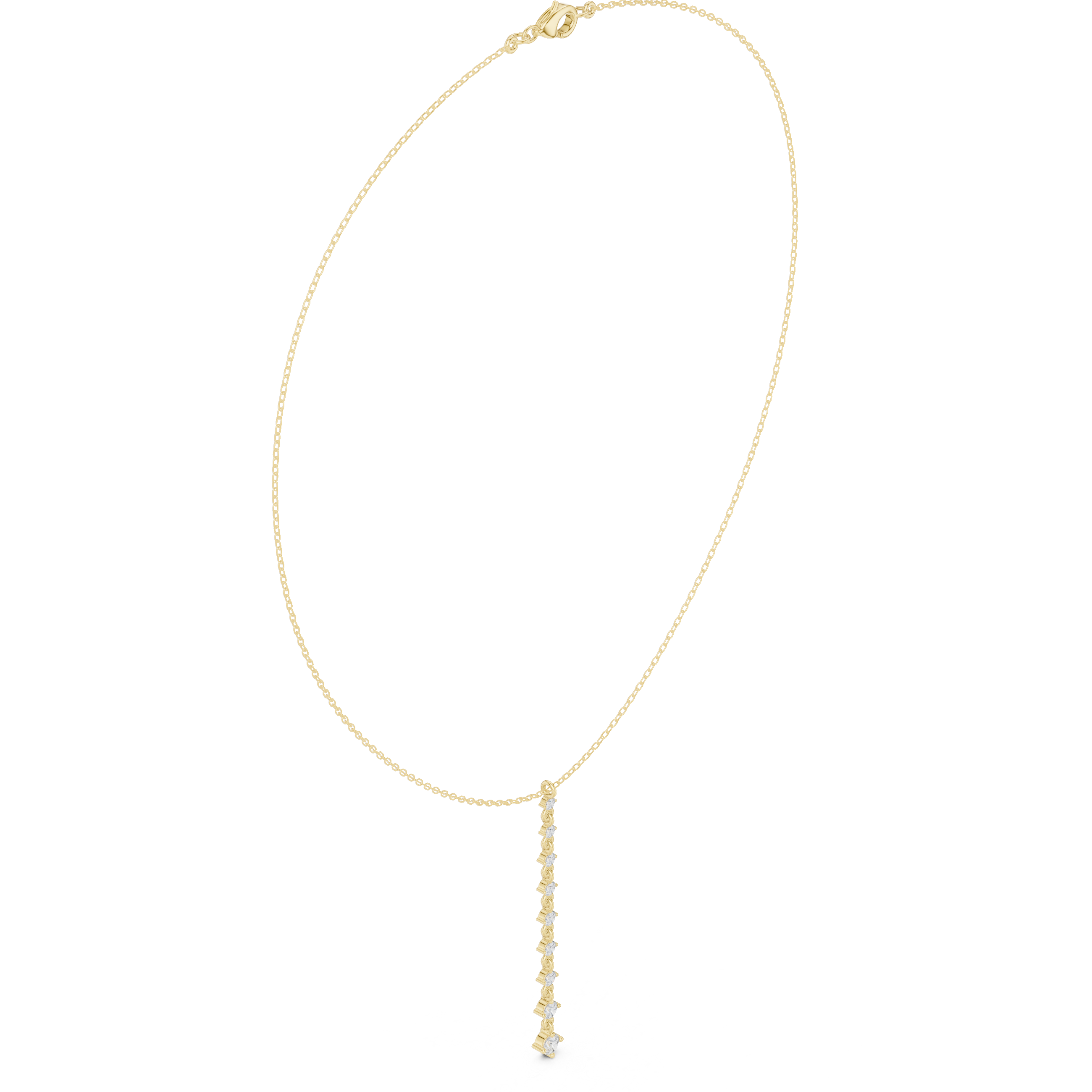 Diamond drop necklace with vertical line pendant design