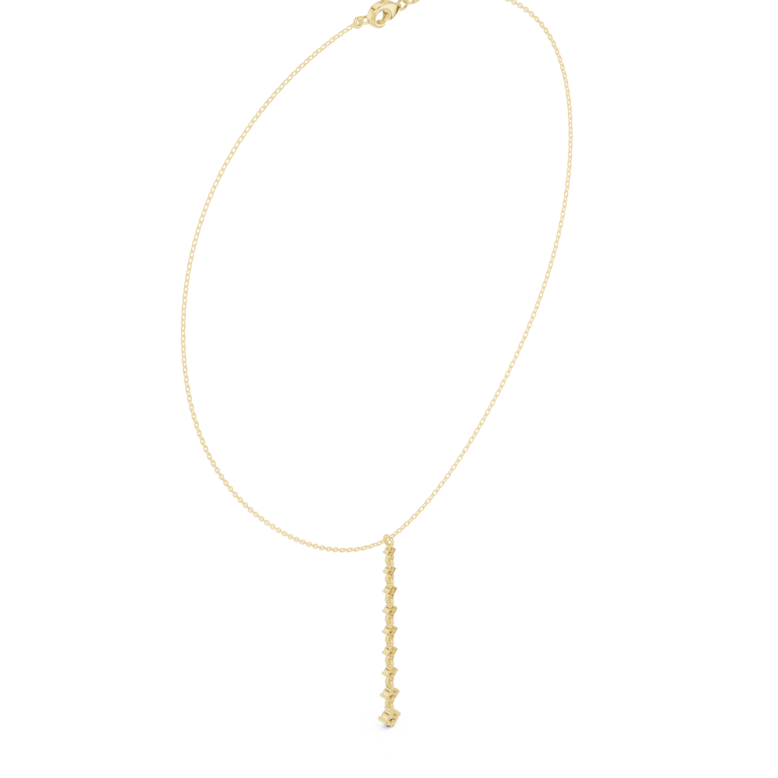 Diamond drop necklace with vertical line pendant design