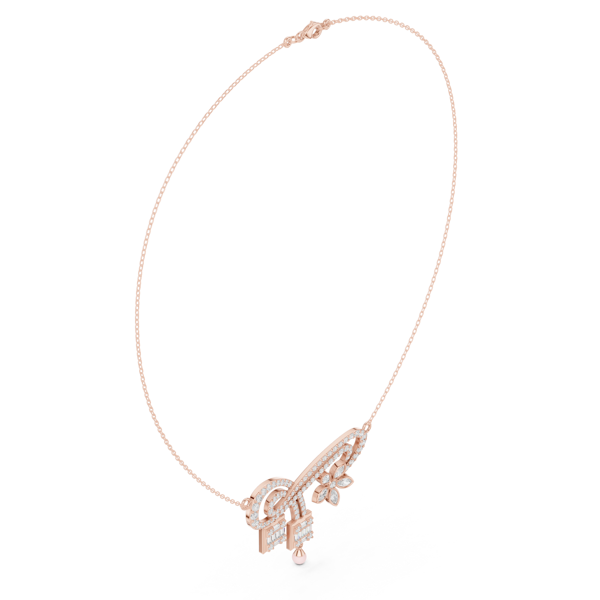 Infinity diamond necklace with floral drop pendant design