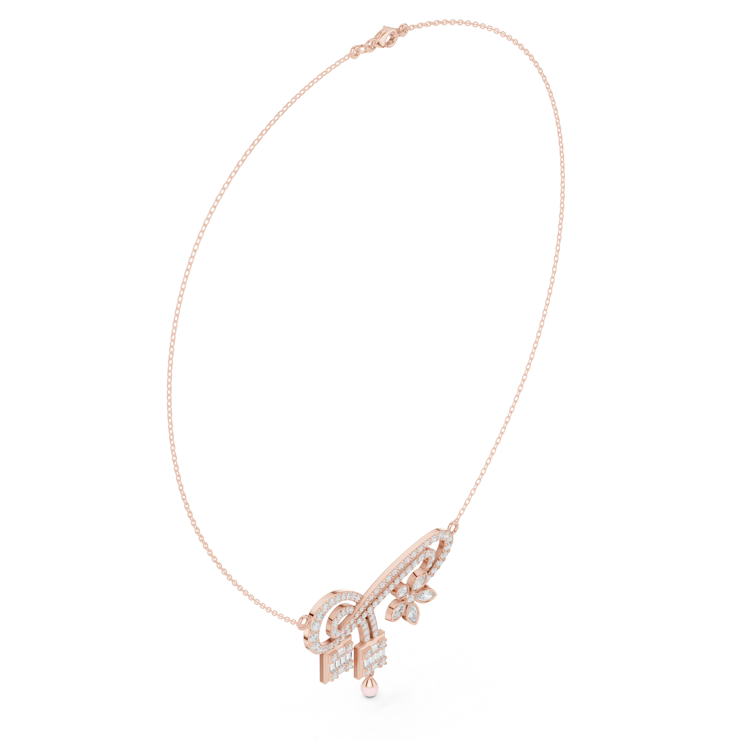 Infinity diamond necklace with floral drop pendant design