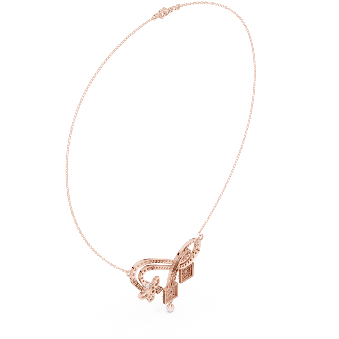 Infinity diamond necklace with floral drop pendant design