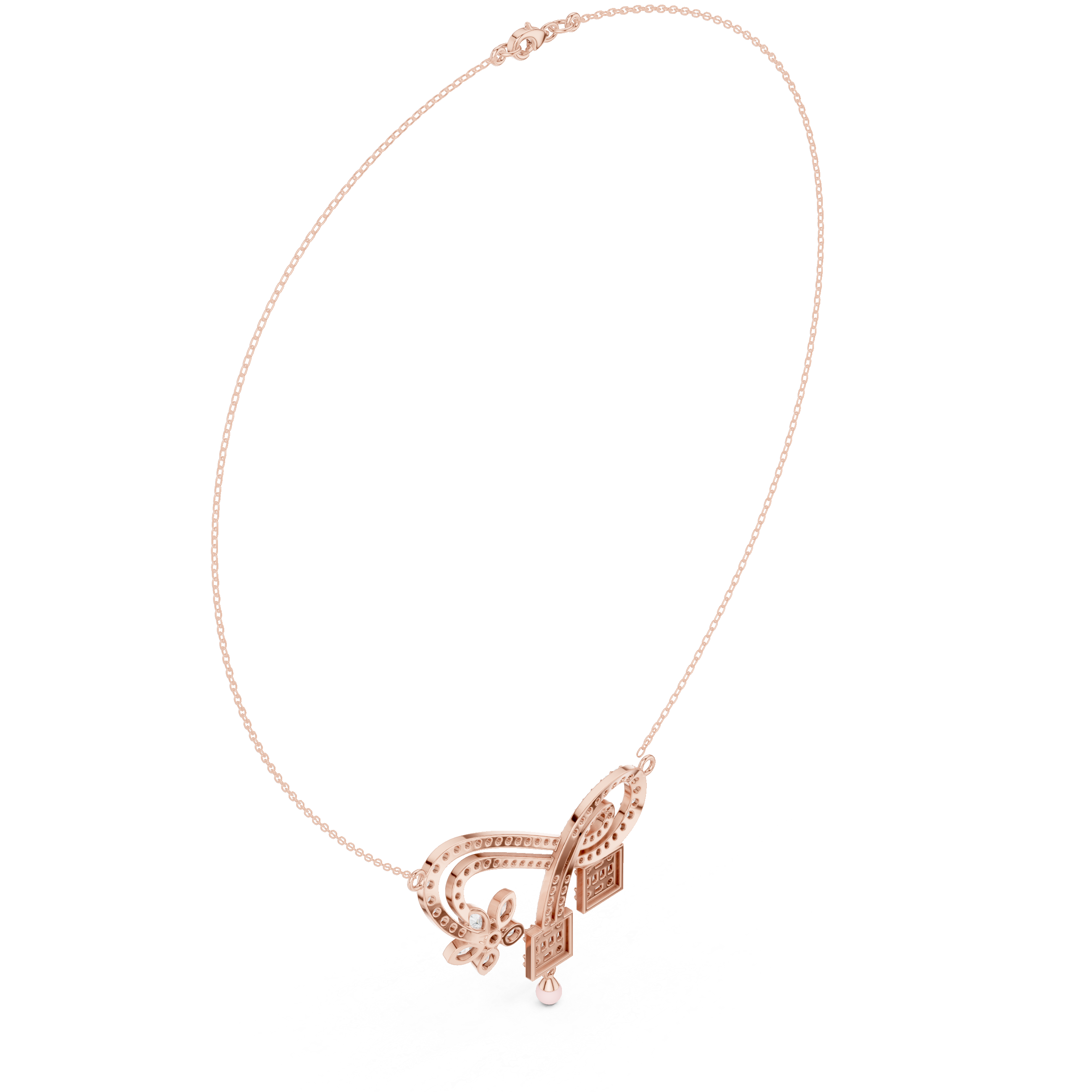 Infinity diamond necklace with floral drop pendant design