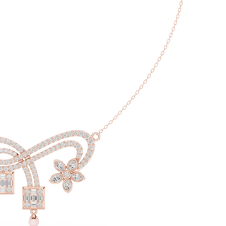 Floral infinity lab grown diamond necklace in rose gold