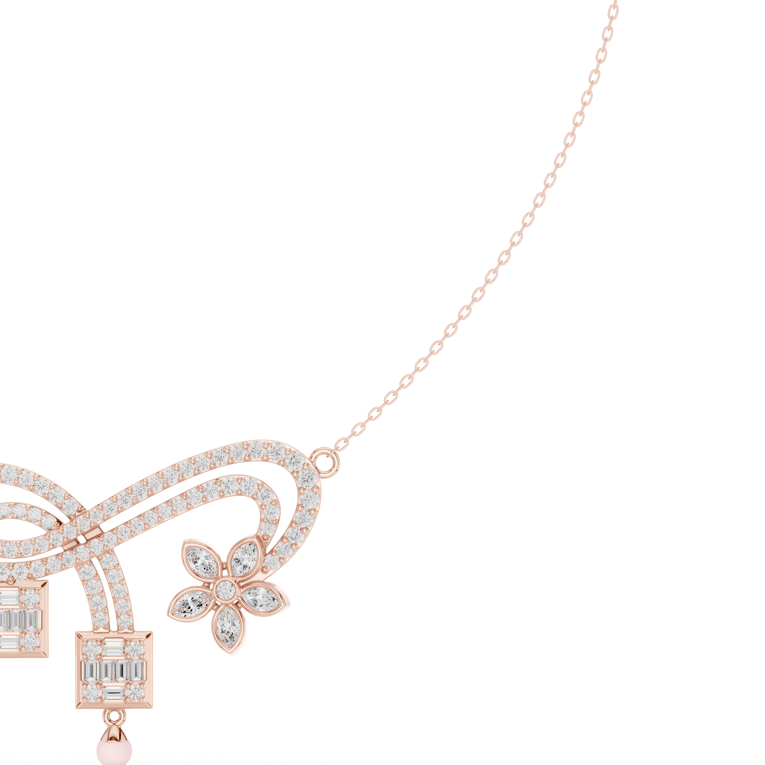 Infinity diamond necklace with floral drop pendant design