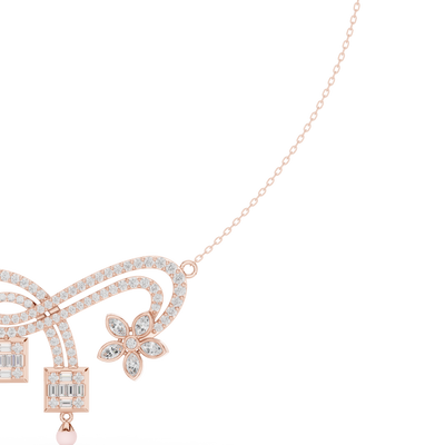 Floral infinity lab grown diamond necklace in rose gold