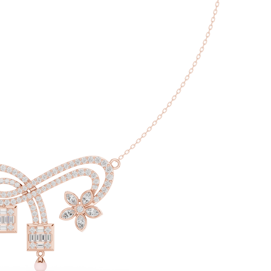 Floral infinity lab grown diamond necklace in rose gold