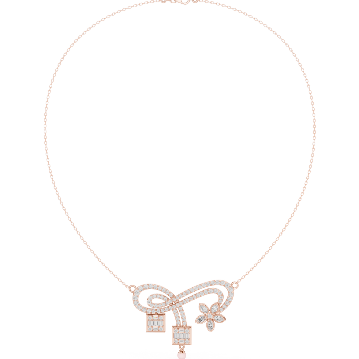 Infinity diamond necklace with floral drop pendant design