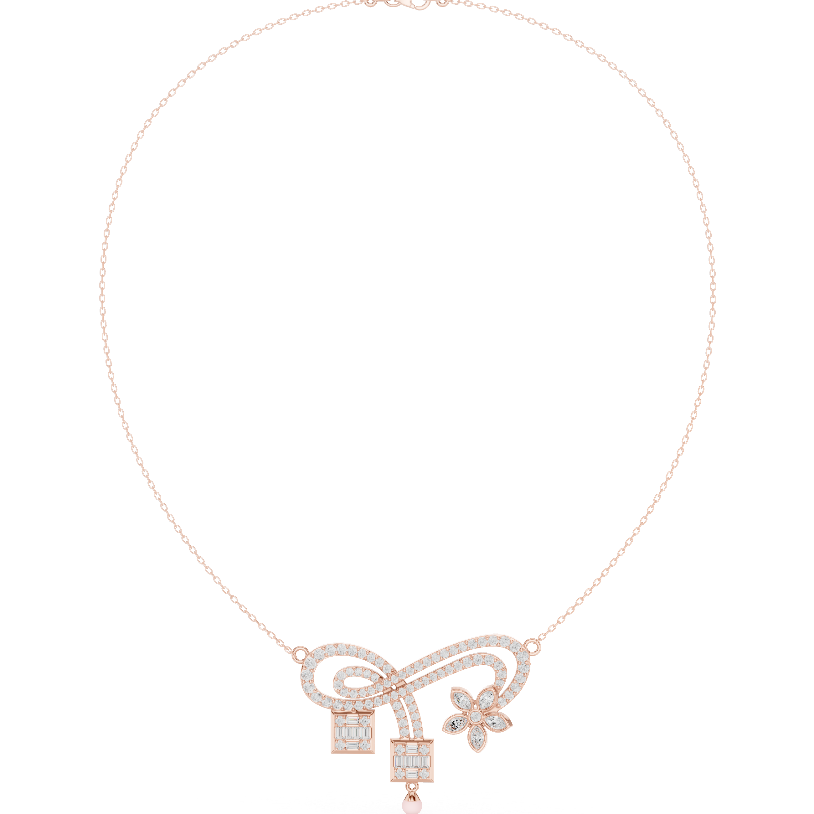 Infinity diamond necklace with floral drop pendant design