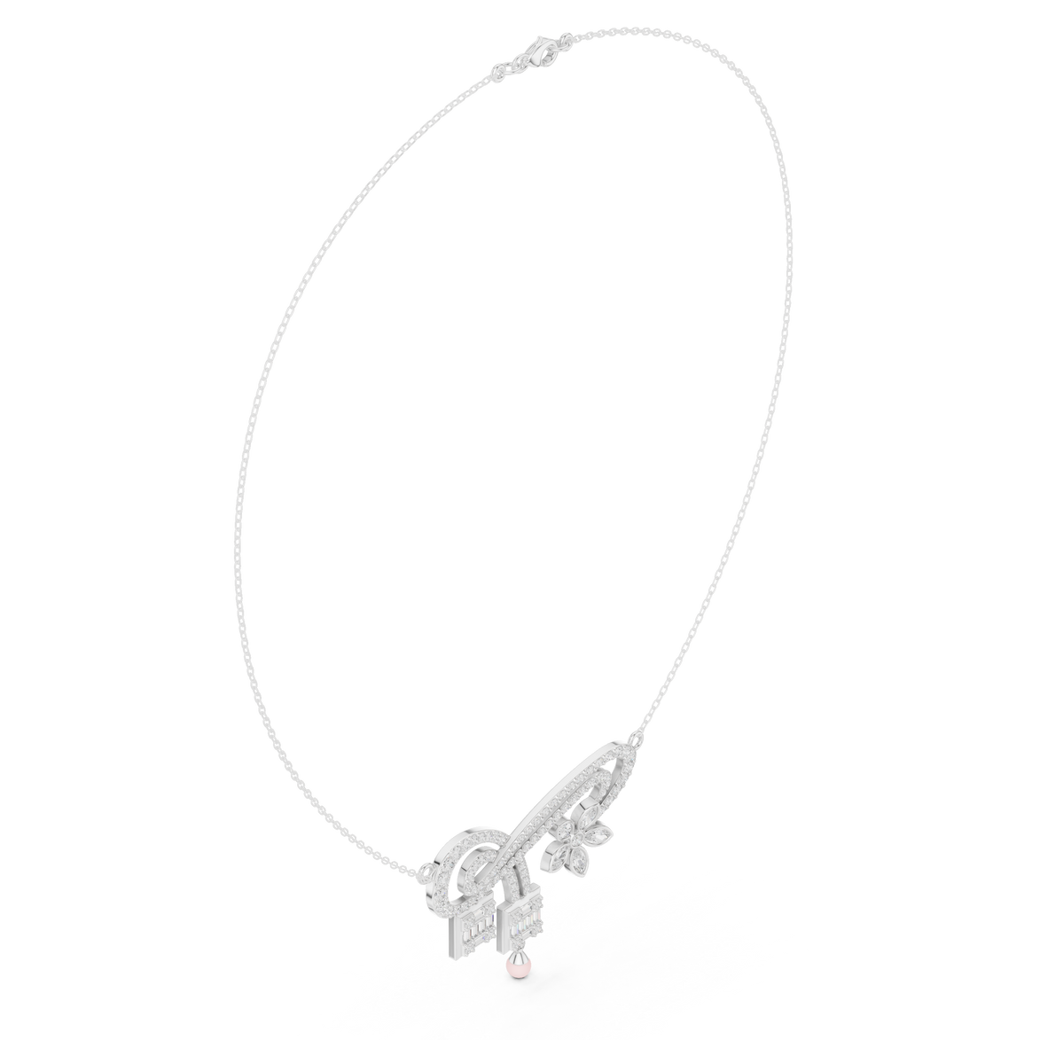 Infinity diamond necklace with floral drop pendant design