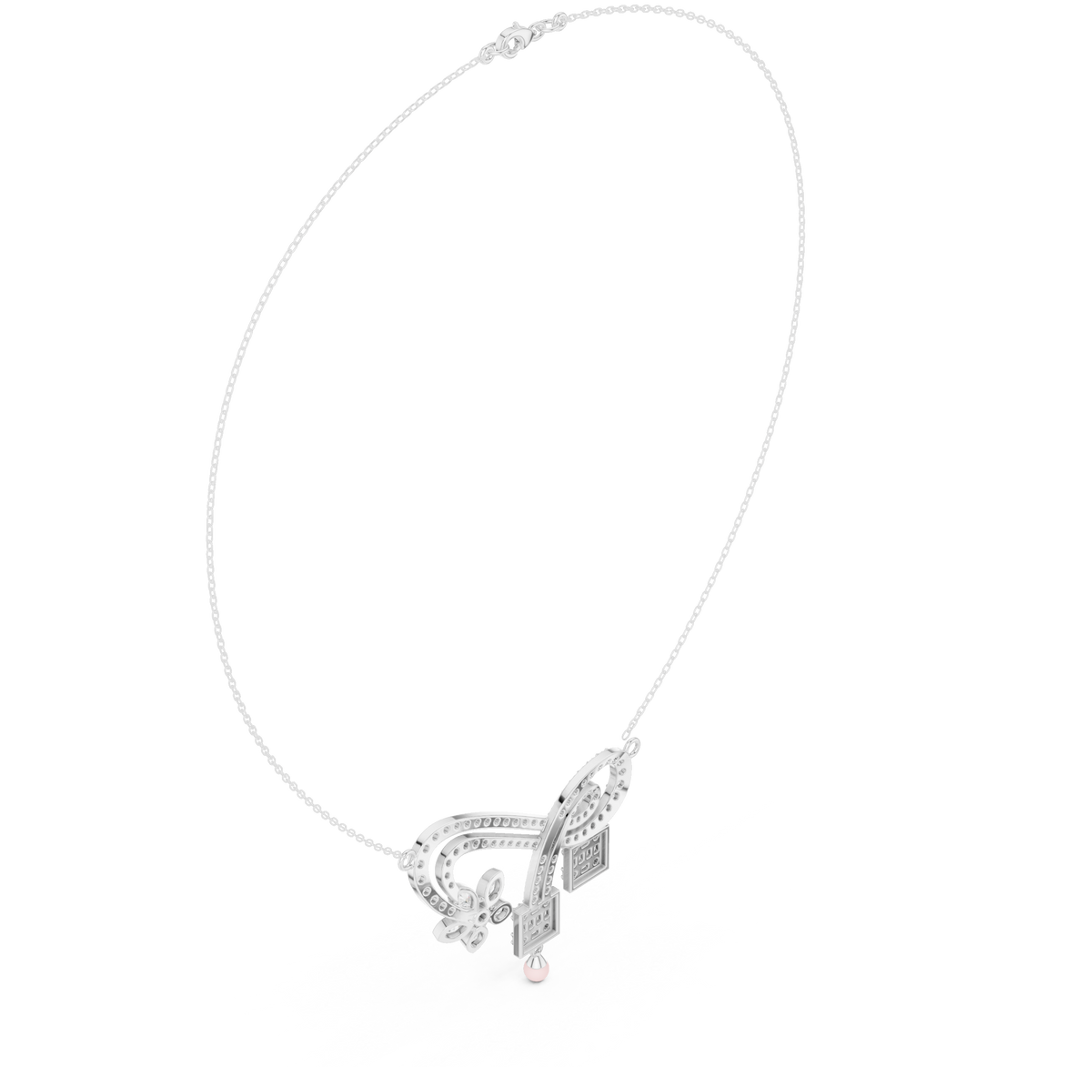 Infinity diamond necklace with floral drop pendant design