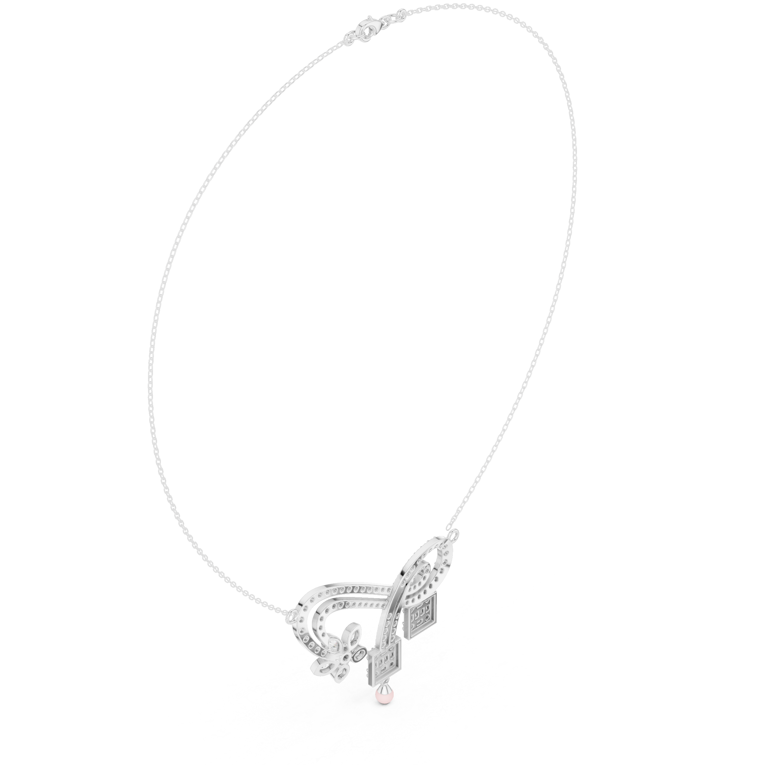 Infinity diamond necklace with floral drop pendant design