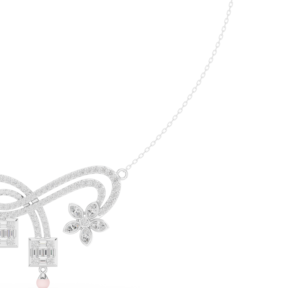 Infinity diamond necklace with floral drop pendant design