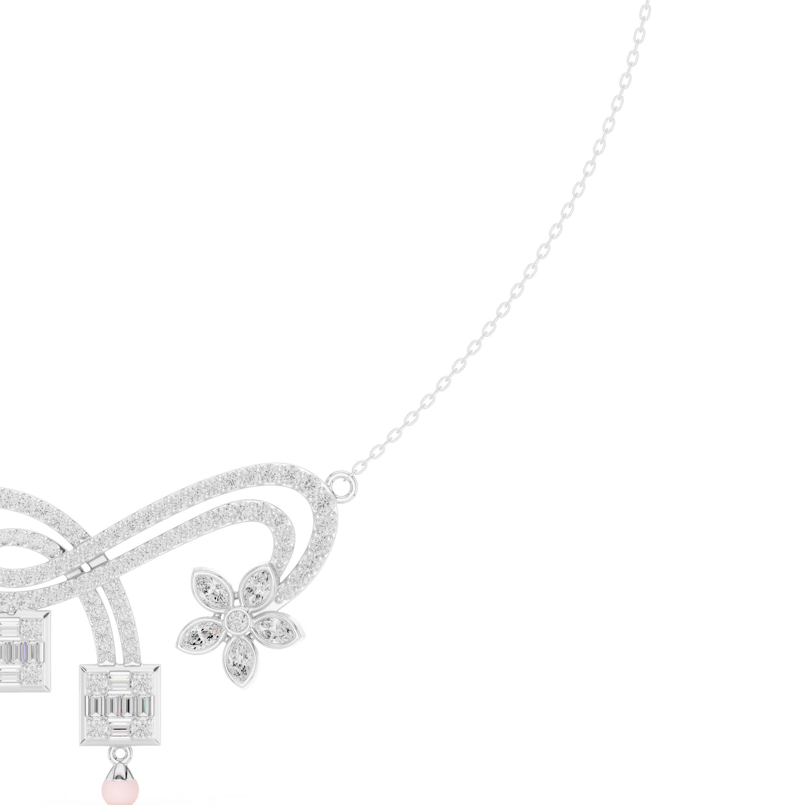 Infinity diamond necklace with floral drop pendant design