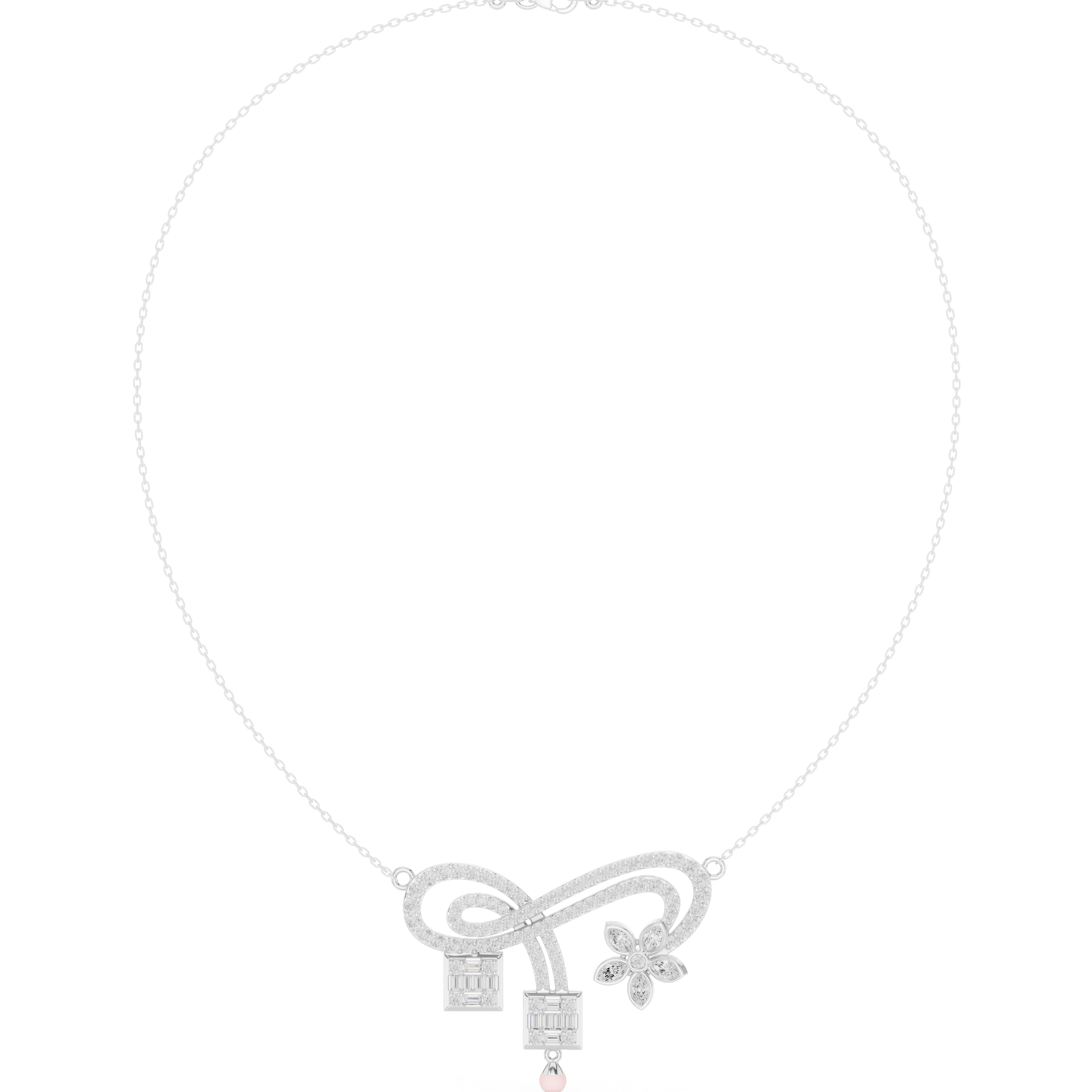 Infinity diamond necklace with floral drop pendant design