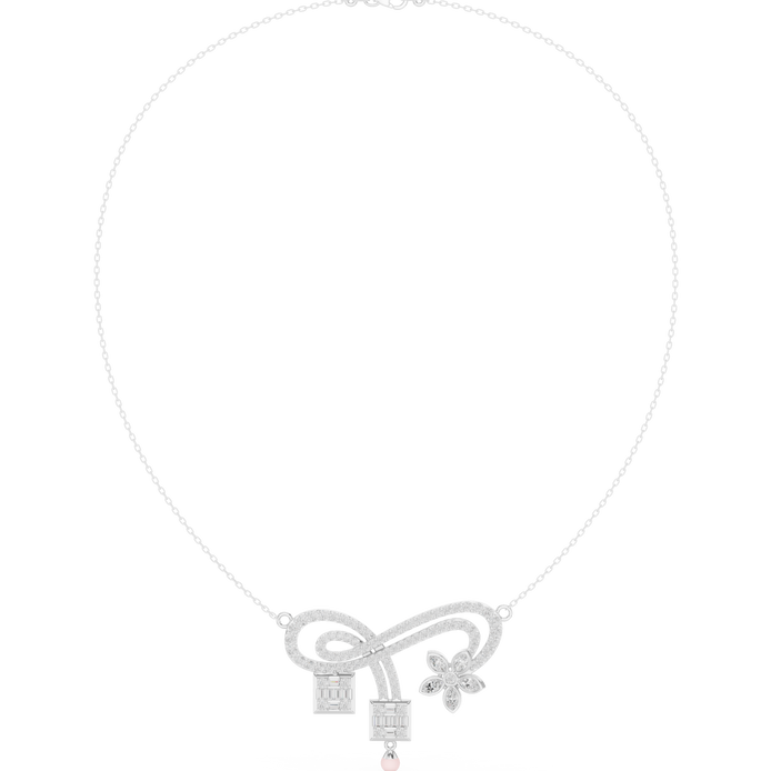 Infinity diamond necklace with floral drop pendant design