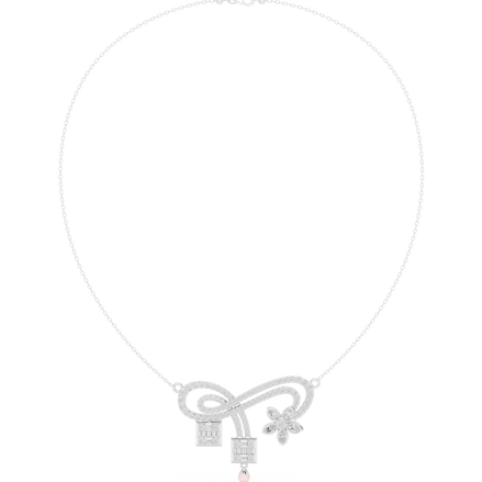 Infinity diamond necklace with floral drop pendant design