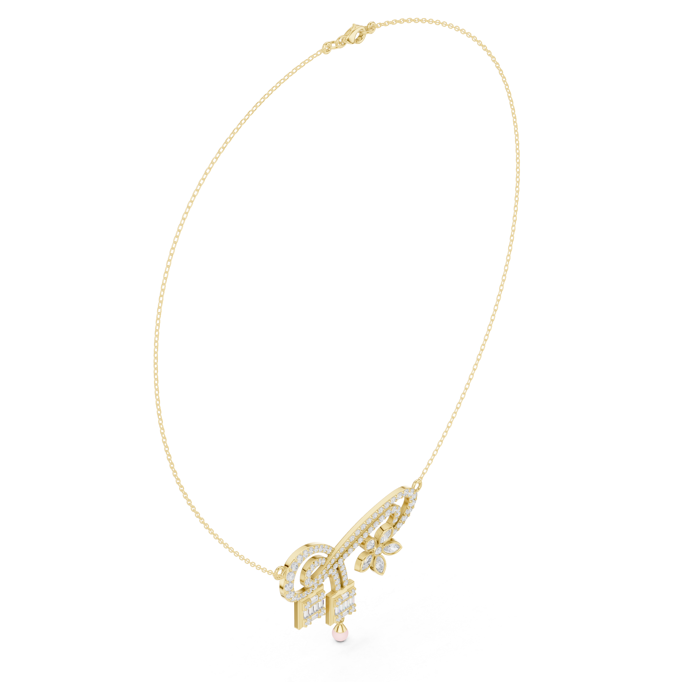 Infinity diamond necklace with floral drop pendant design