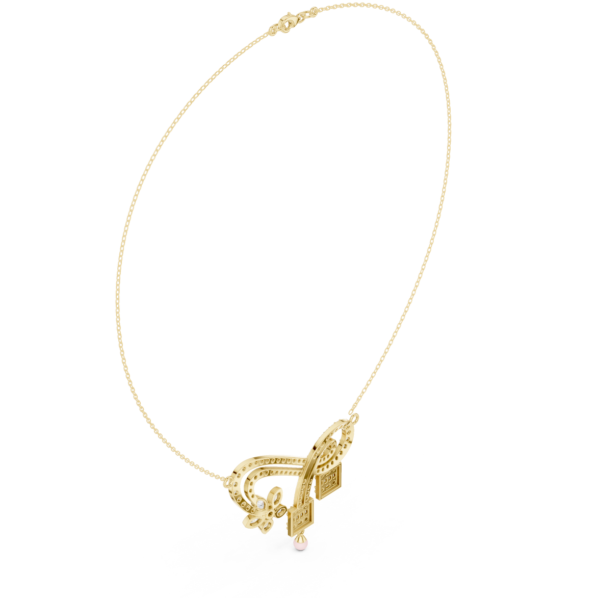 Infinity diamond necklace with floral drop pendant design