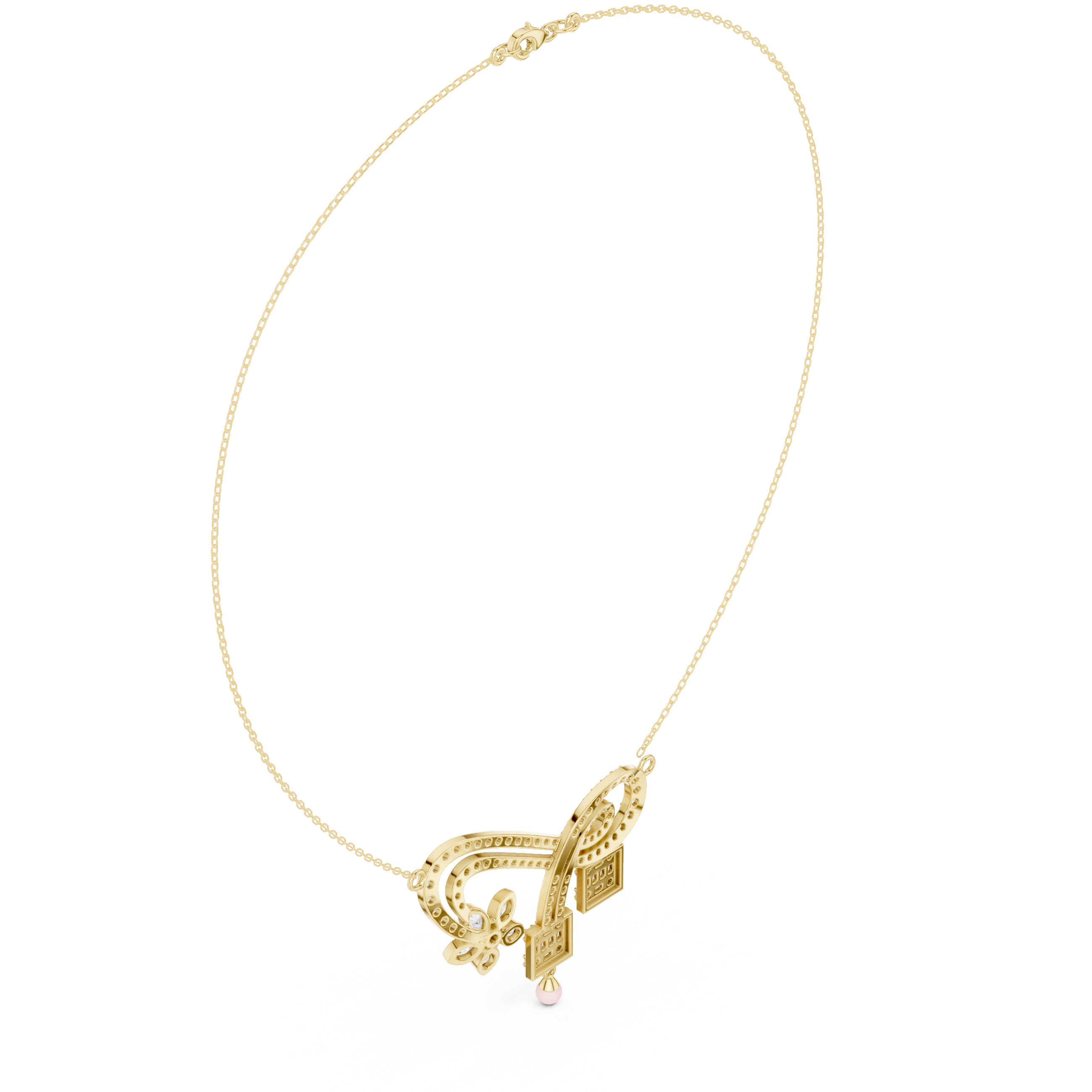 Infinity diamond necklace with floral drop pendant design