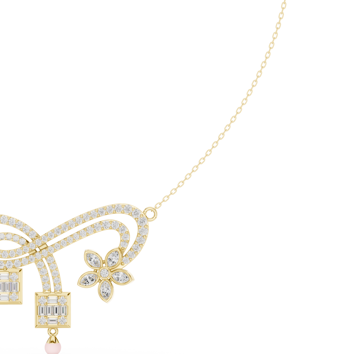 Infinity diamond necklace with floral drop pendant design