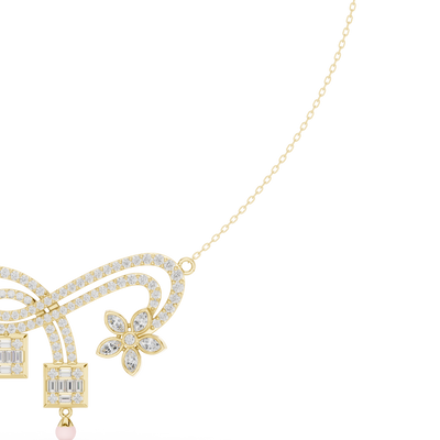 Floral infinity lab grown diamond necklace in yellow gold