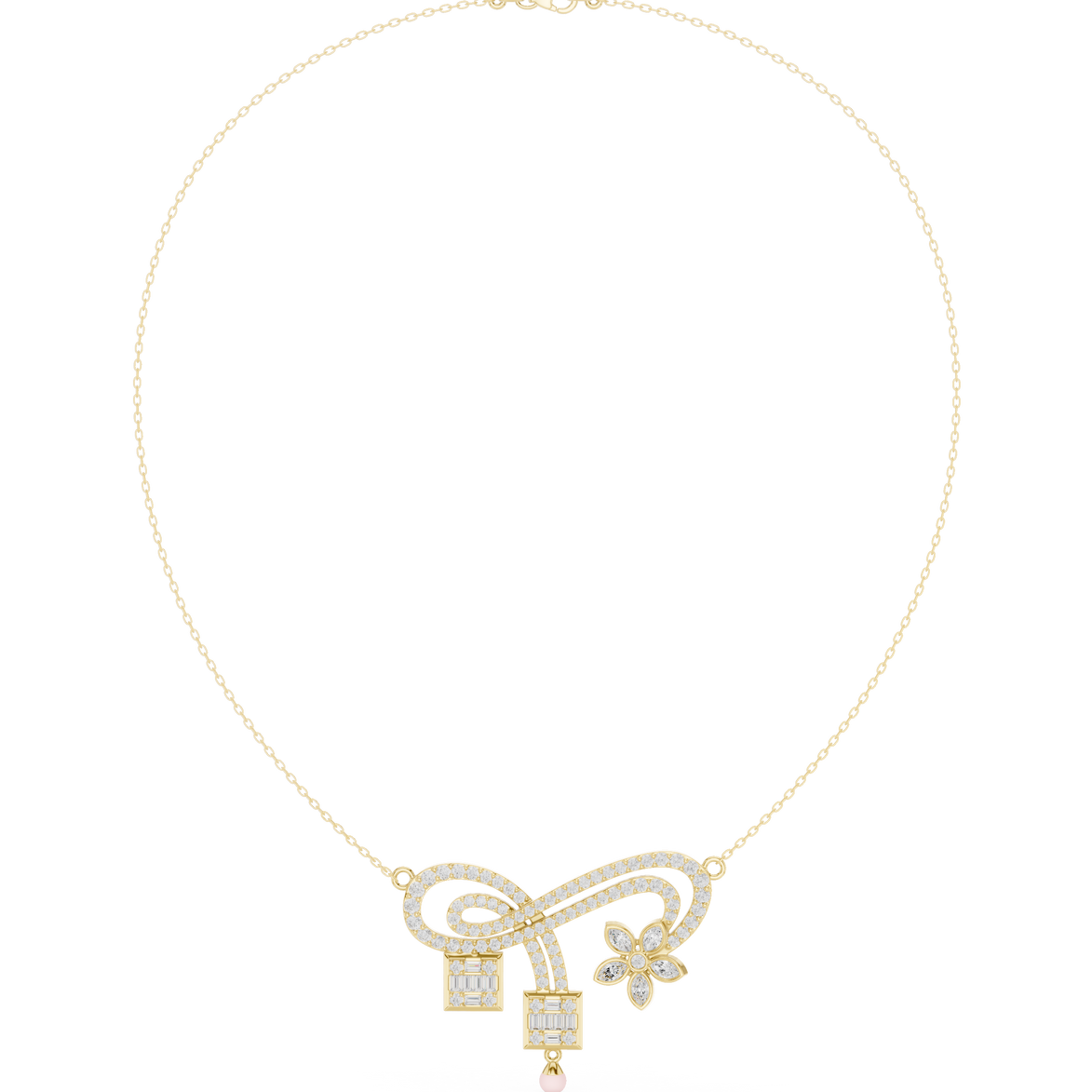 Infinity diamond necklace with floral drop pendant design