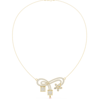 Floral infinity lab grown diamond necklace in yellow gold
