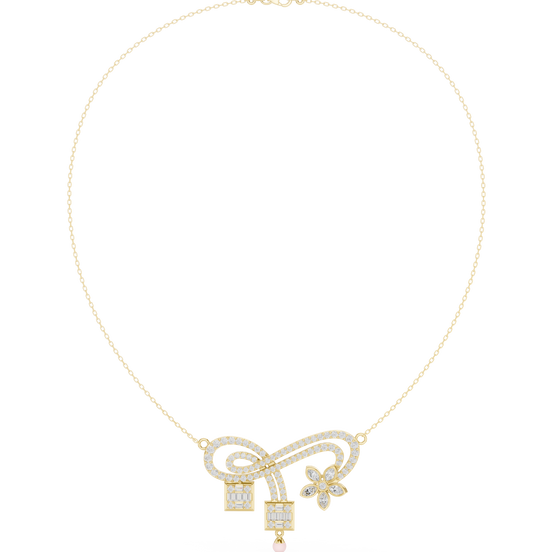 Floral infinity lab grown diamond necklace in yellow gold