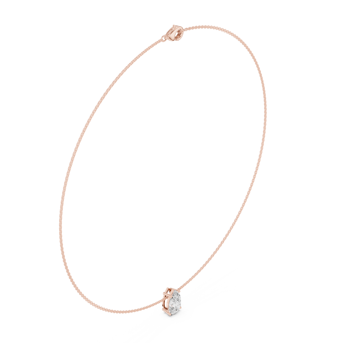 Pear solitaire diamond necklace with minimal pendant design