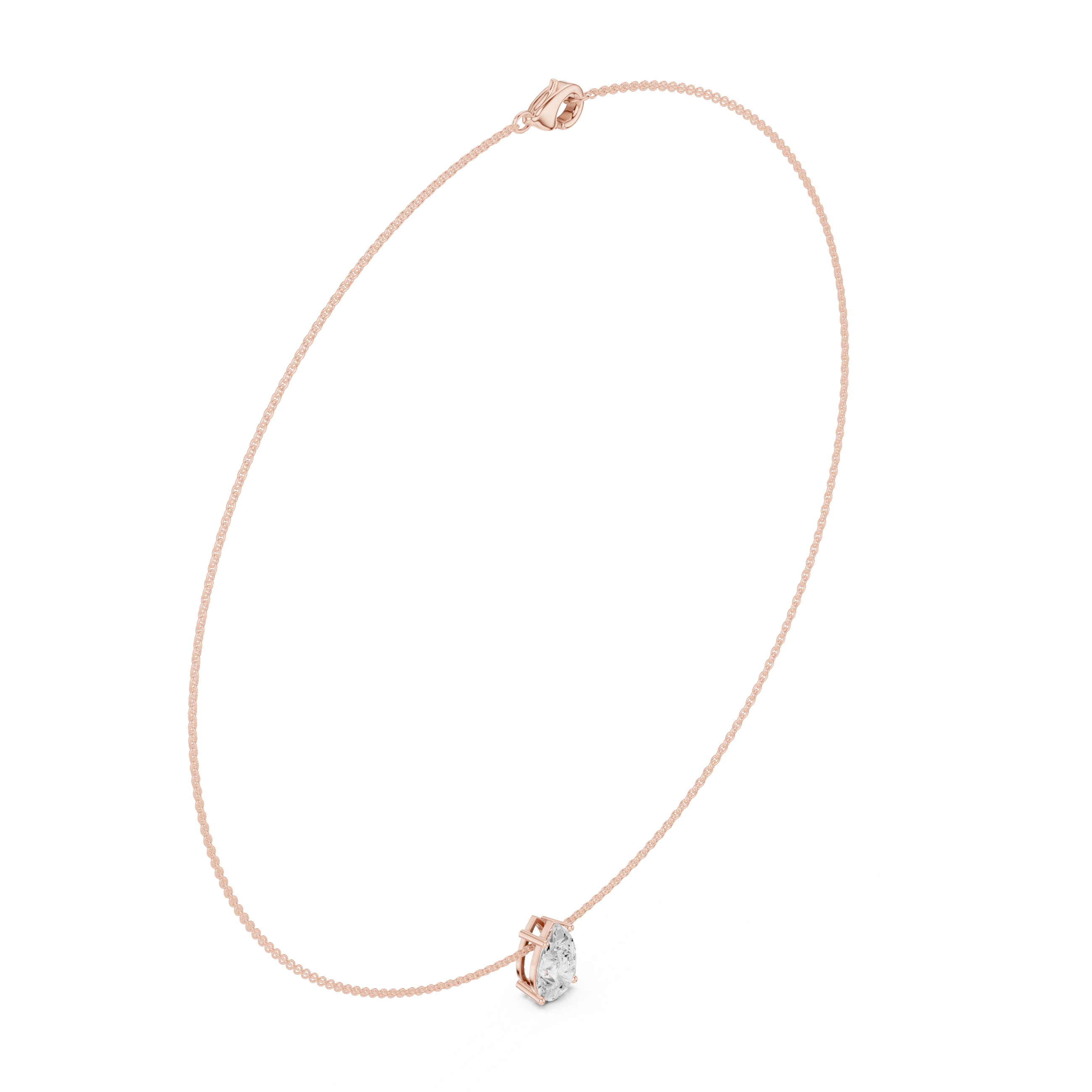 Pear solitaire diamond necklace with minimal pendant design