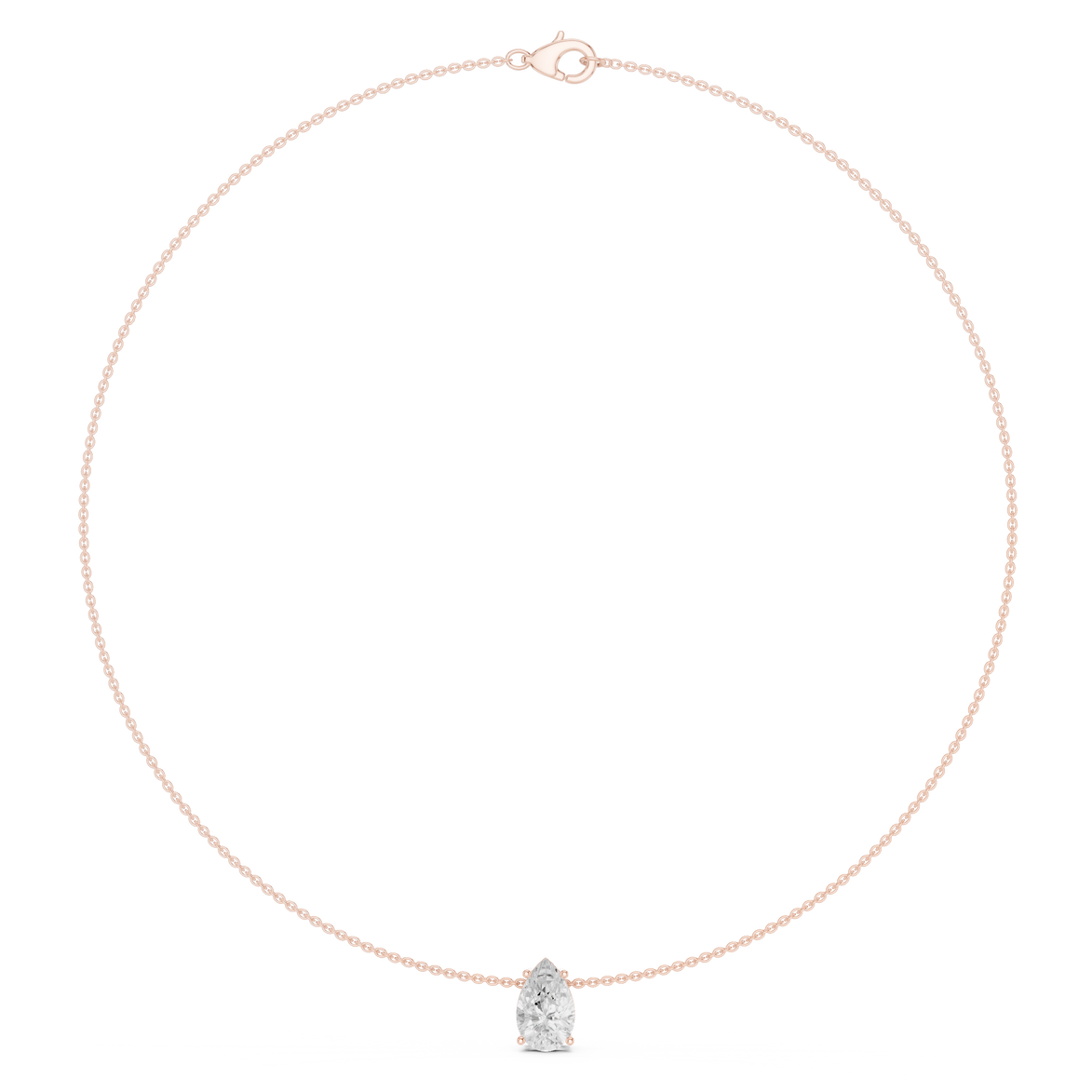 Pear solitaire diamond necklace with minimal pendant design