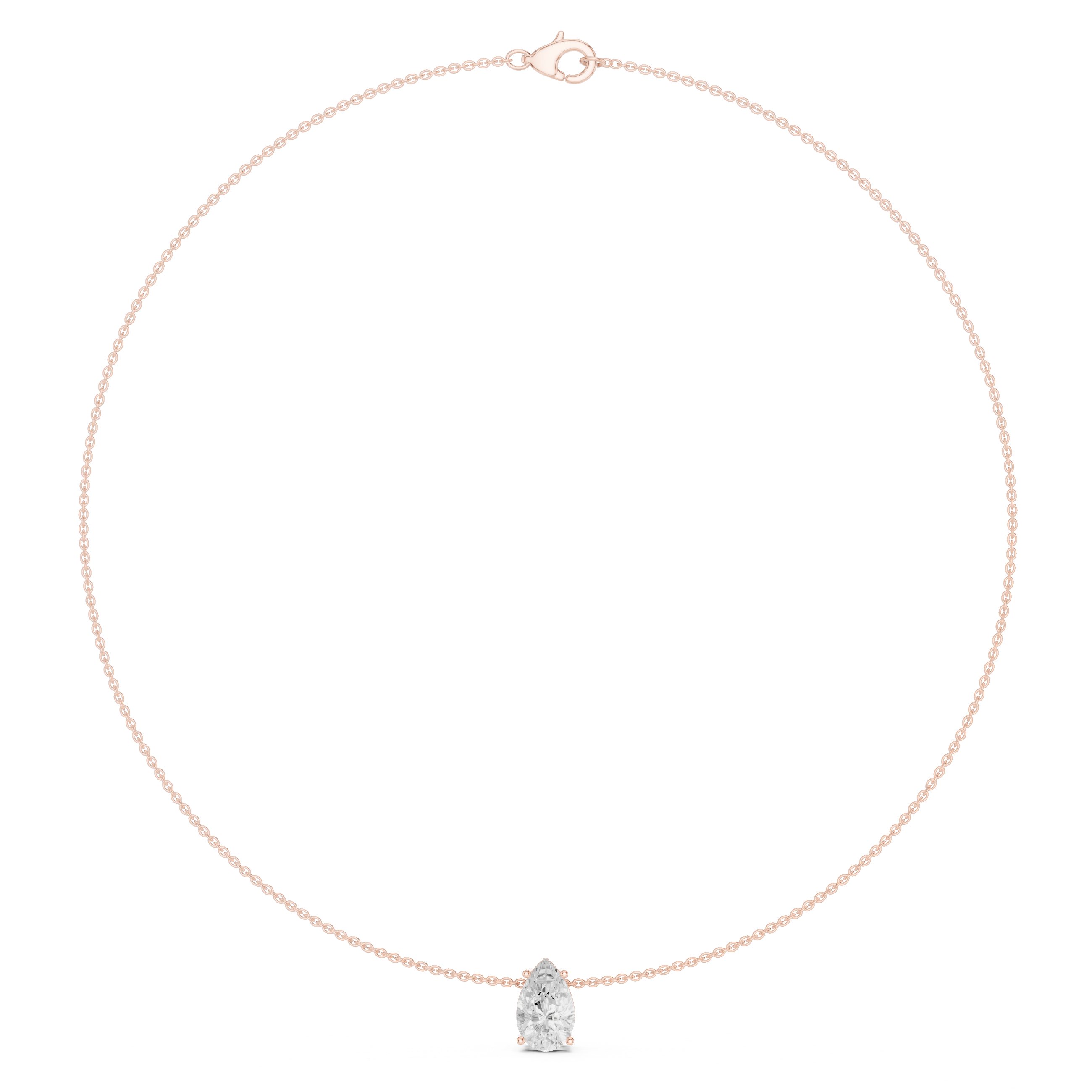 Pear solitaire diamond necklace with minimal pendant design