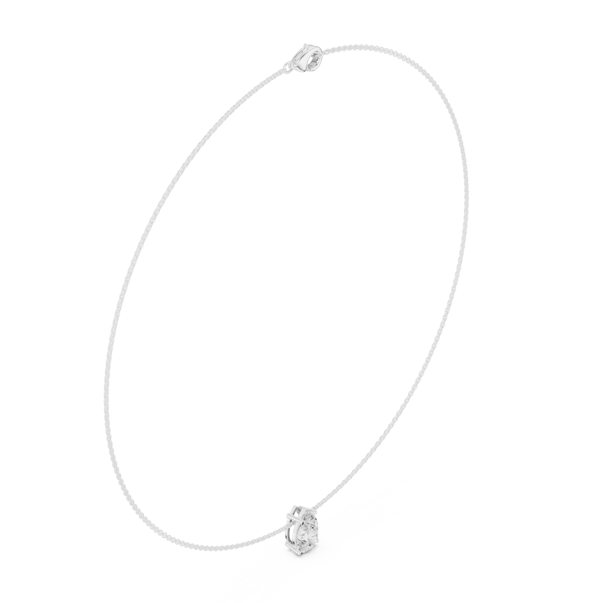 Pear solitaire diamond necklace with minimal pendant design