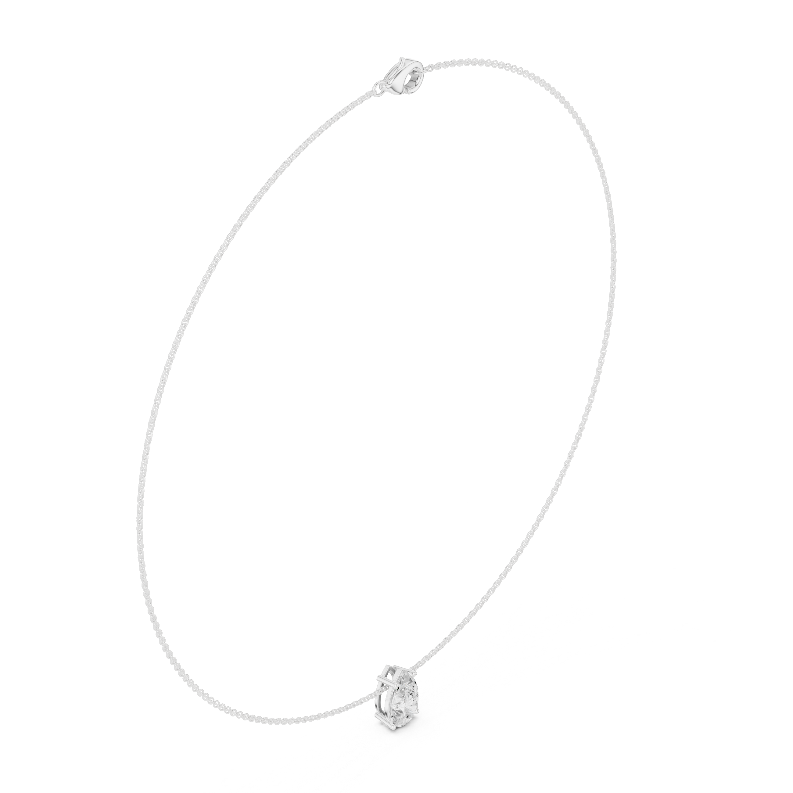 Pear solitaire diamond necklace with minimal pendant design