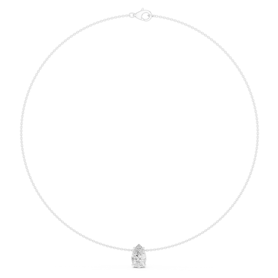 Pear solitaire diamond necklace with minimal pendant design