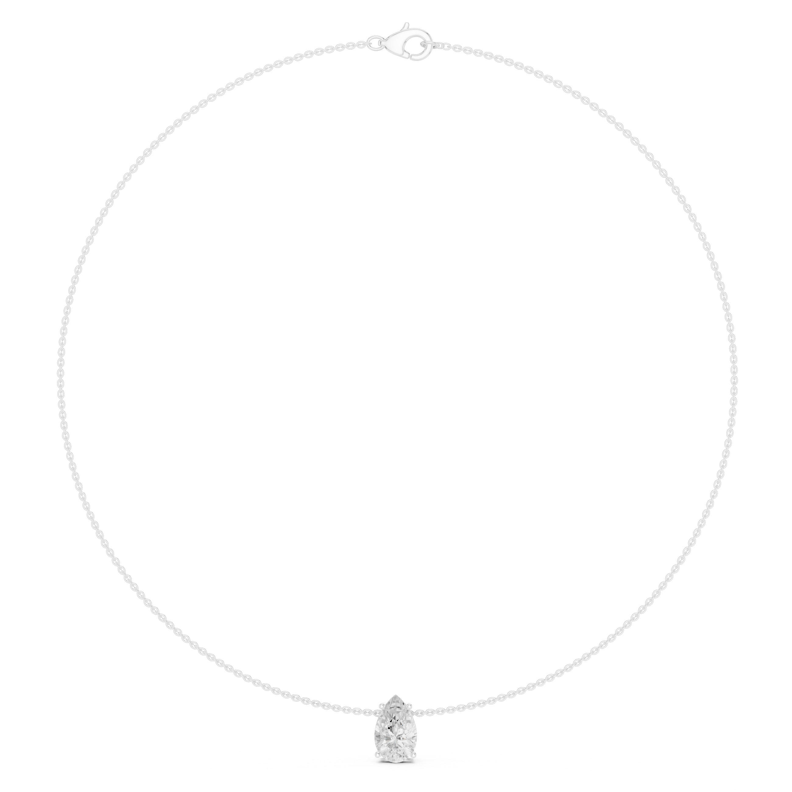 Pear solitaire diamond necklace with minimal pendant design