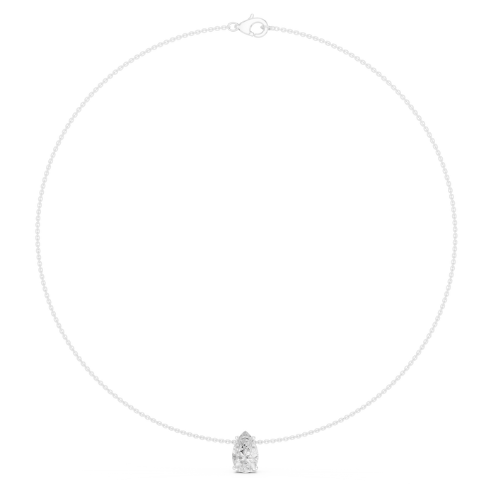Pear solitaire diamond necklace with minimal pendant design