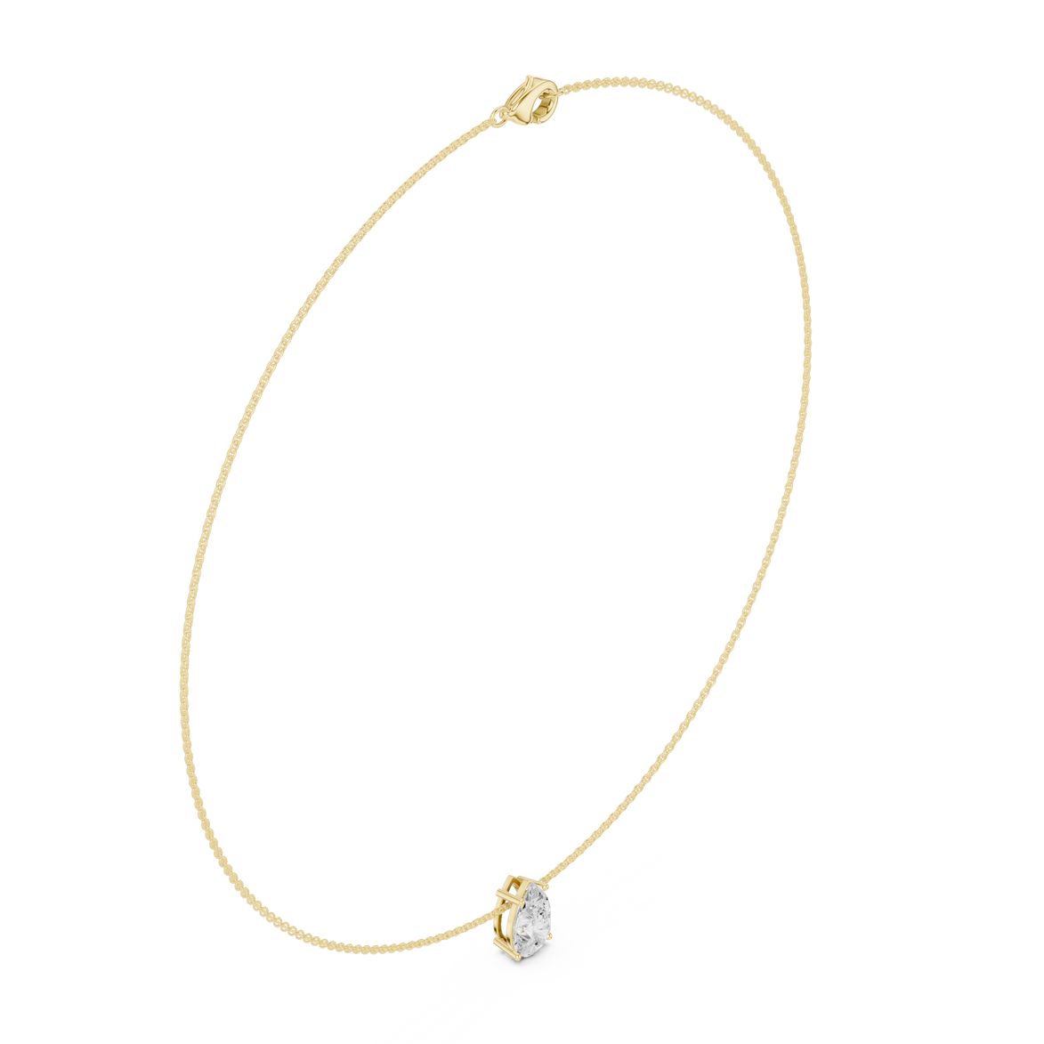 Pear solitaire diamond necklace with minimal pendant design