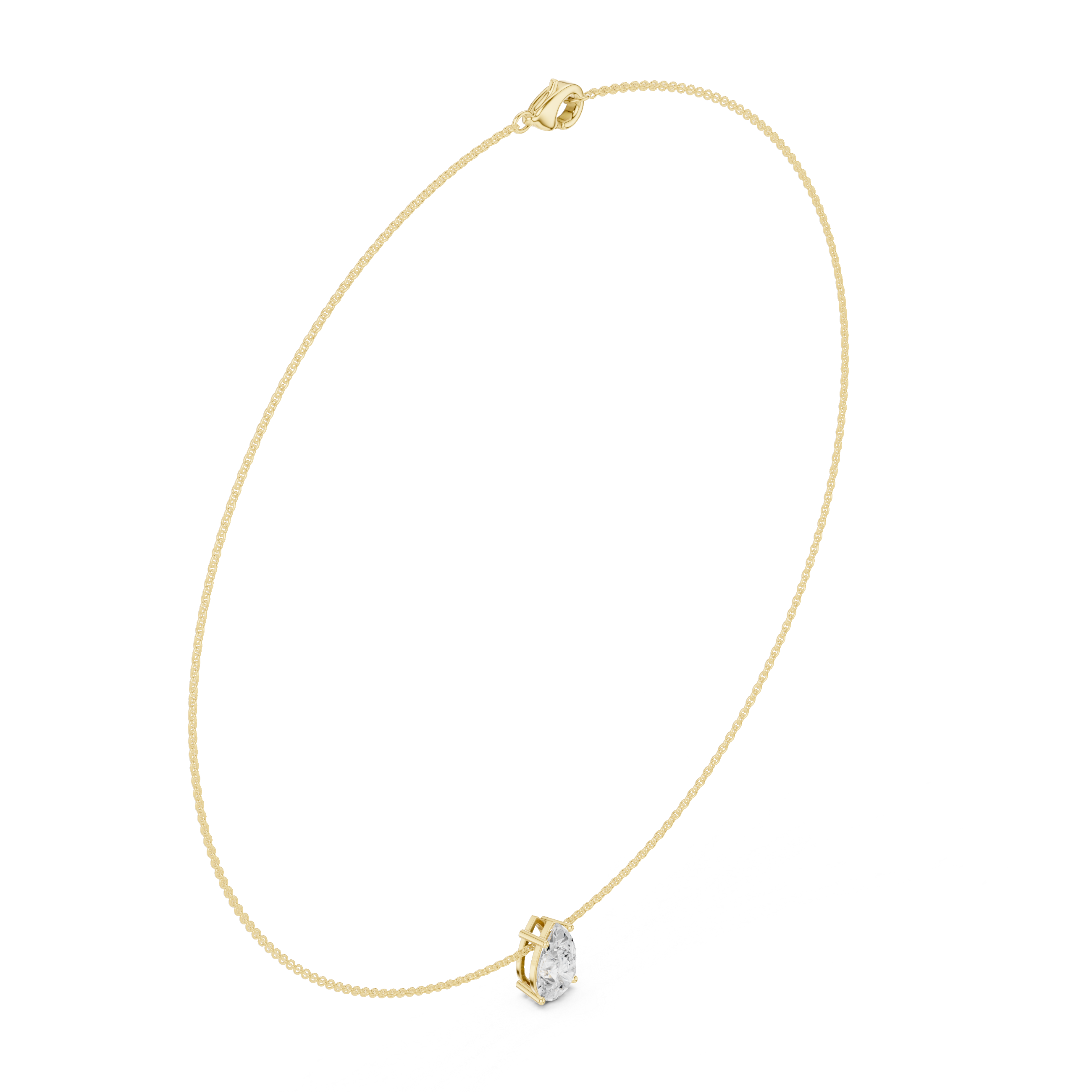 Pear solitaire diamond necklace with minimal pendant design