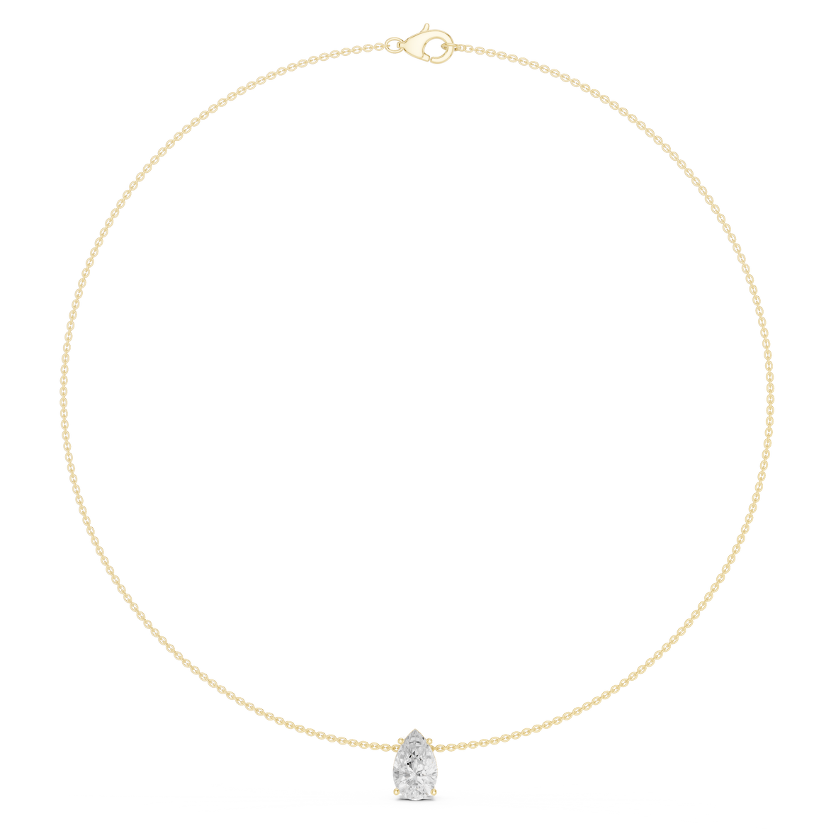 Pear solitaire diamond necklace with minimal pendant design