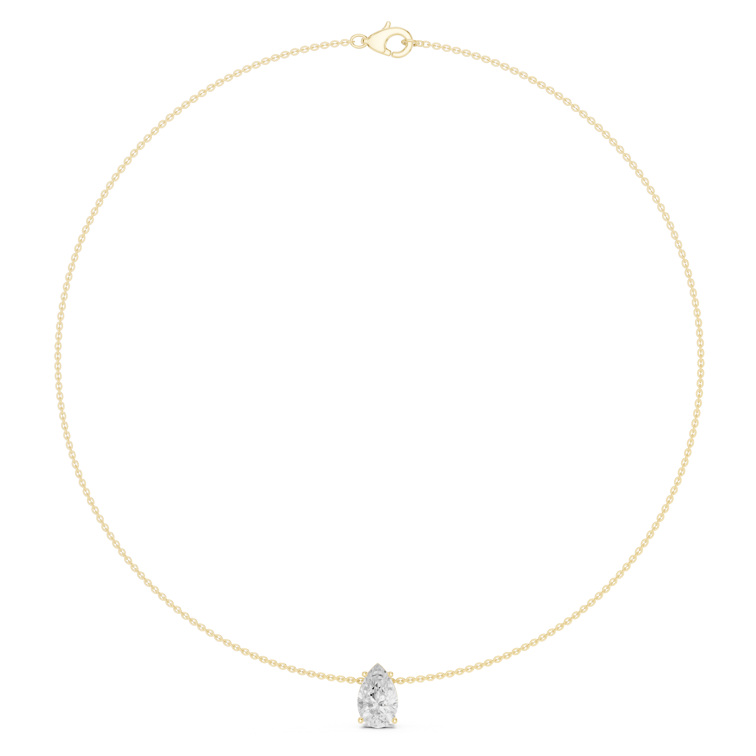 Pear solitaire diamond necklace with minimal pendant design