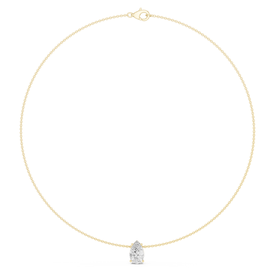 Pear solitaire diamond necklace with minimal pendant design