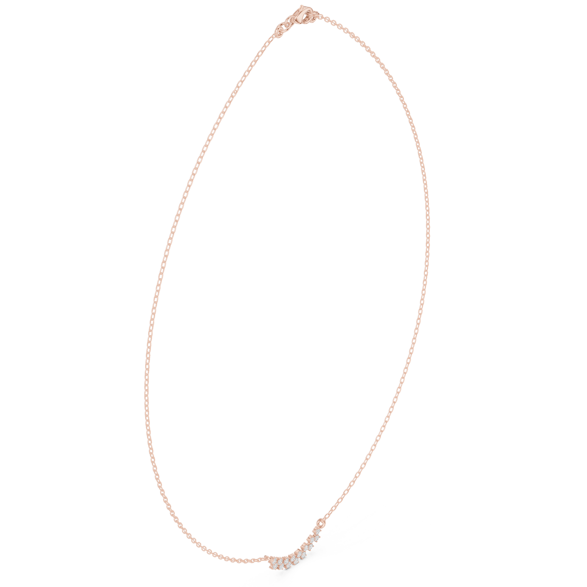 Round diamond curve necklace with minimal curved pendant design