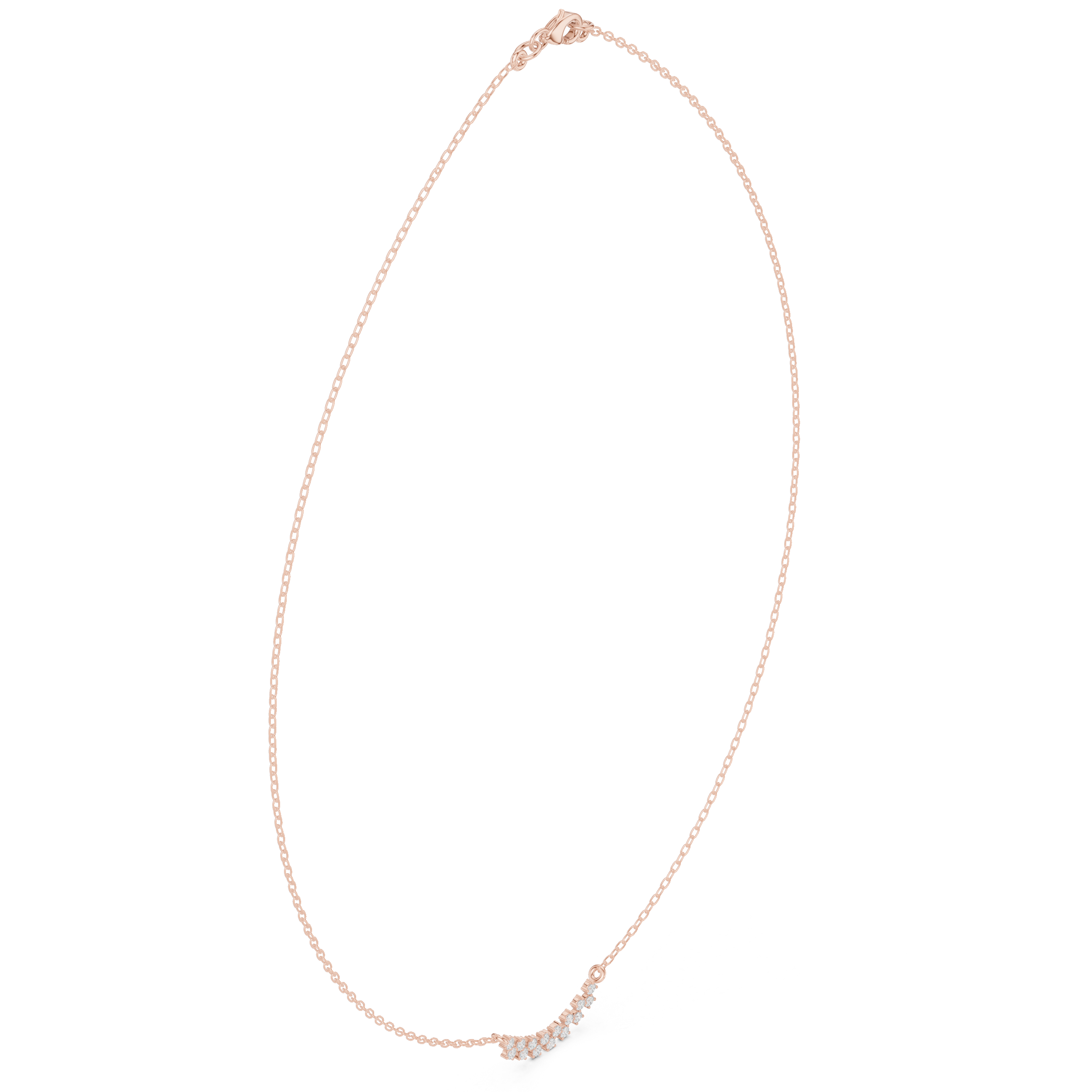 Round diamond curve necklace with minimal curved pendant design