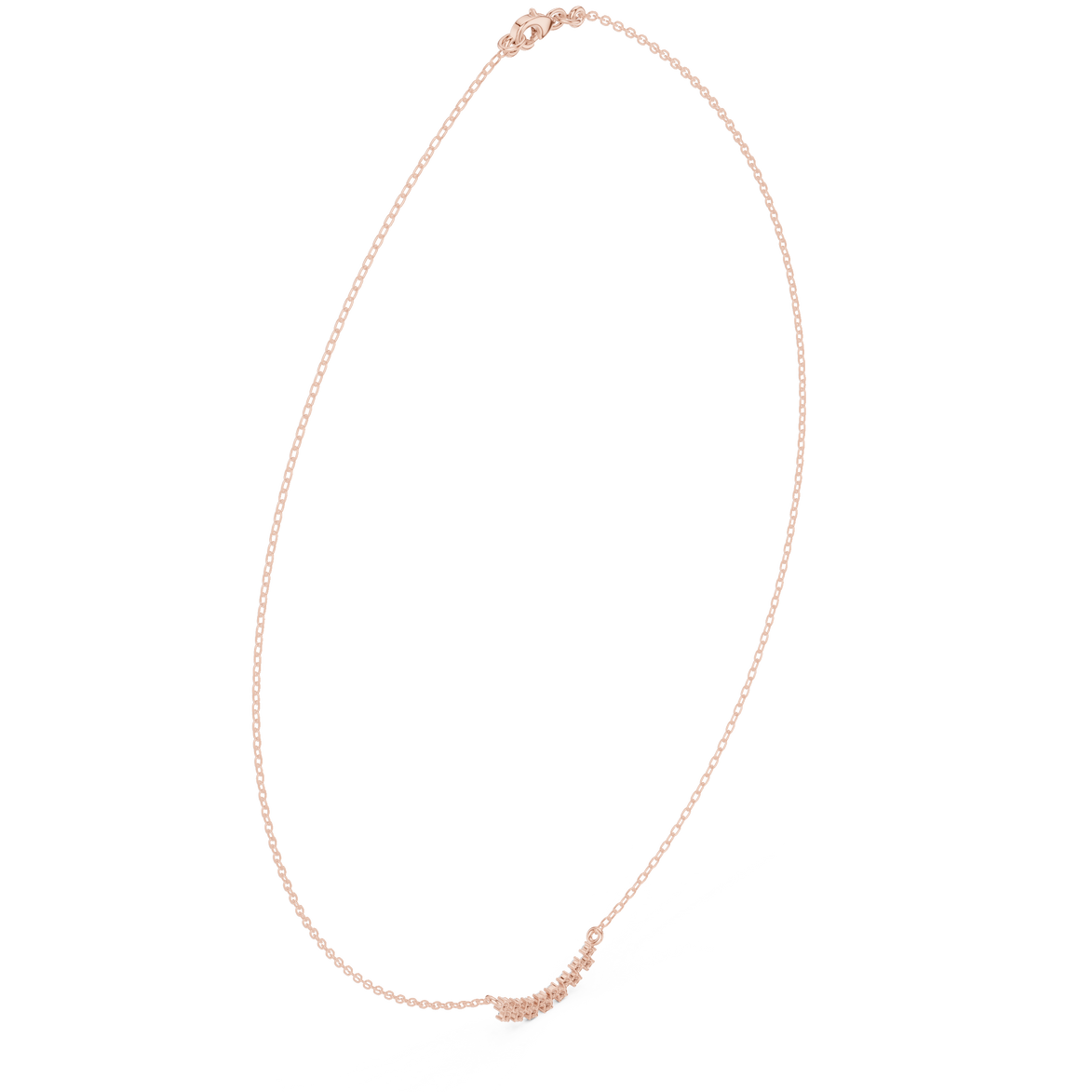 Round diamond curve necklace with minimal curved pendant design