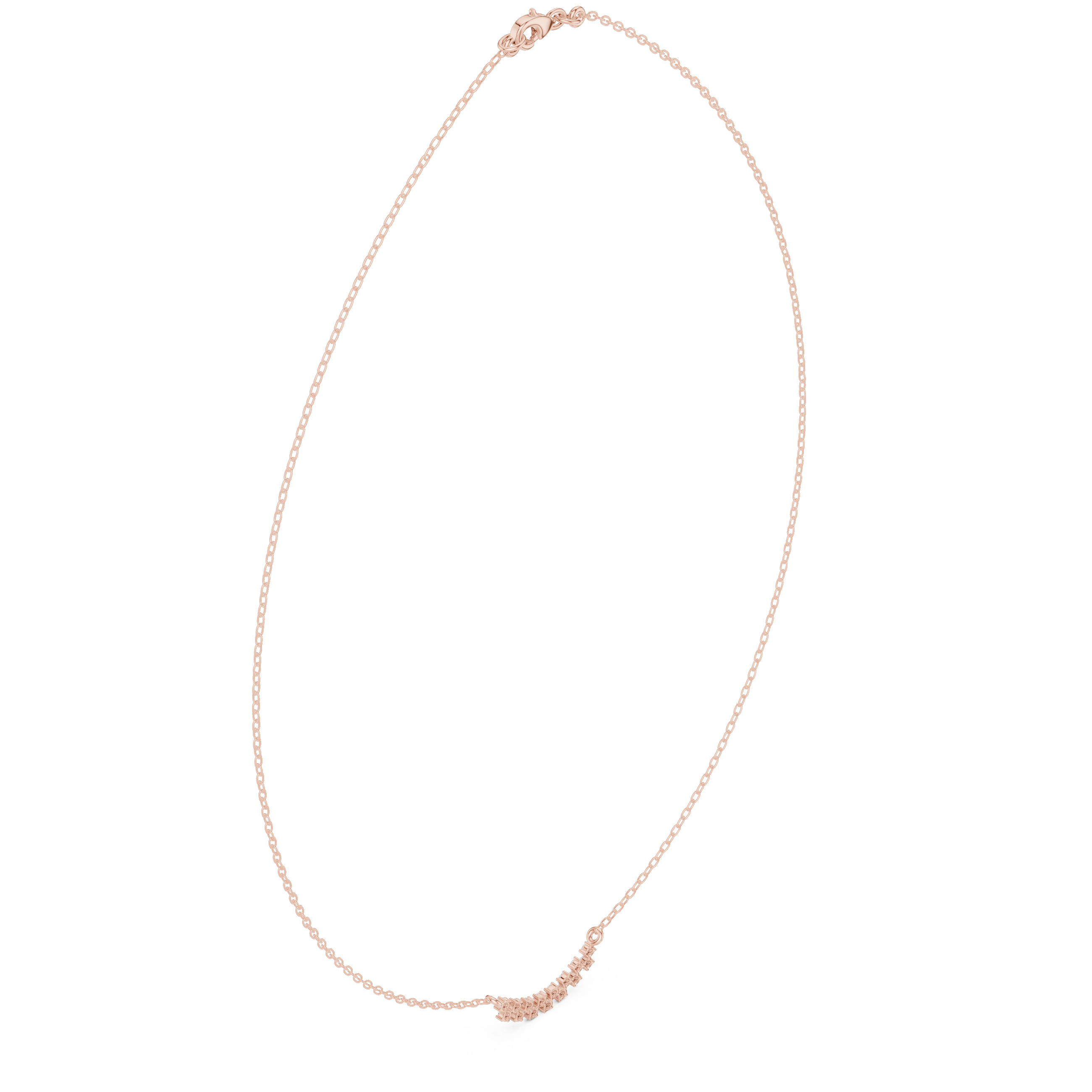 Round diamond curve necklace with minimal curved pendant design