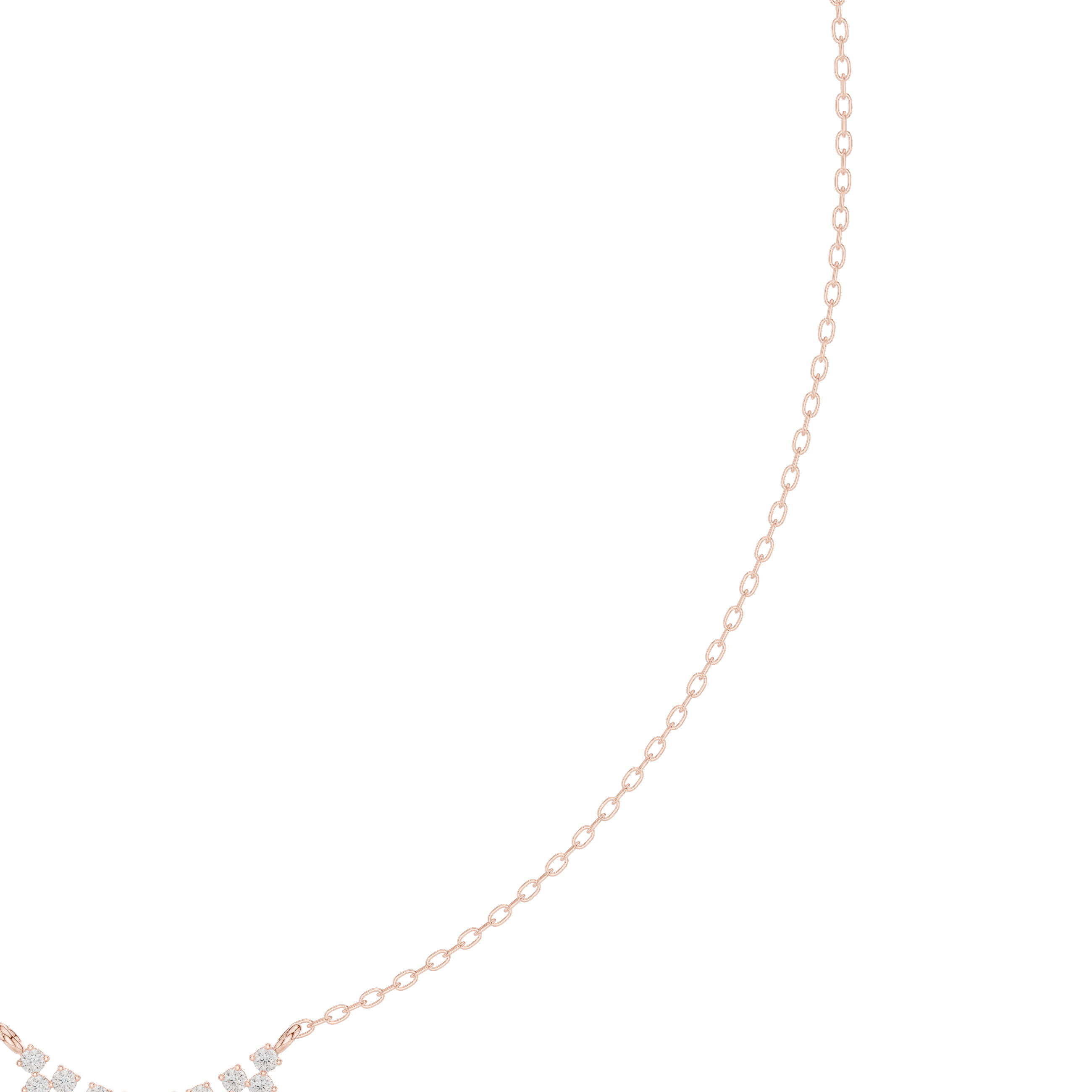 Round diamond curve necklace with minimal curved pendant design