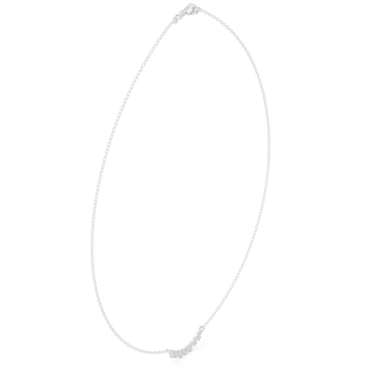 Round diamond curve necklace with minimal curved pendant design