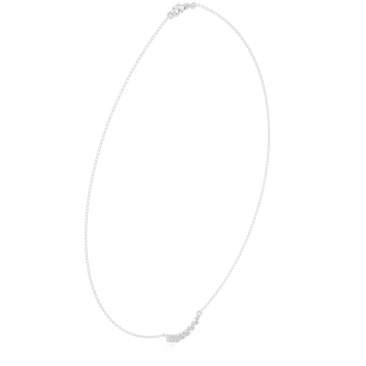 Round diamond curve necklace with minimal curved pendant design