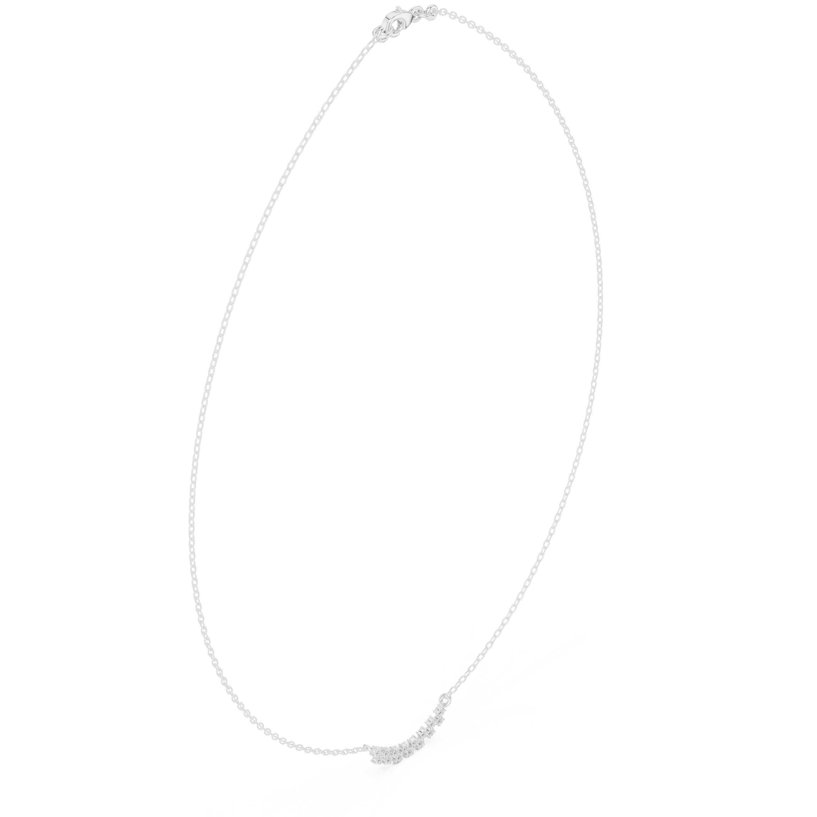 Round diamond curve necklace with minimal curved pendant design